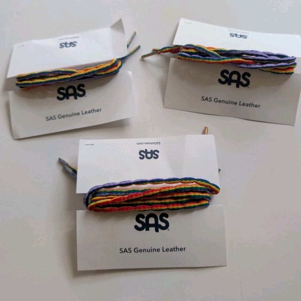 Lot of 3 SAS Genuine Leather 36” Rainbow Multicolor Shoe Laces